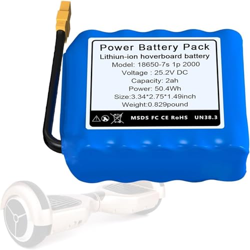 MLGBDC 25.2V Hoverboard Battery 2Ah Replacement Battery for Jetson Hoverboard, Size: 3.34 x 2.75 x 1.49 inch, 7S1P