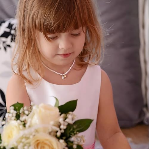 Flower Girl Gift Pearl Necklace - Personalized Faux Pearl Initial Necklace (A-Z) Flower Girls Proposal Gifts4