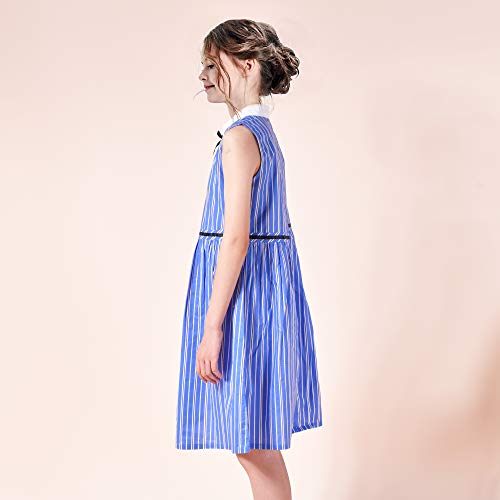 Sunny Fashion Girls Dress School Uniform Letter Print Sleeveless Ruffle Dress3