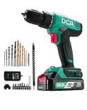DCA Cordless Drill Set, 336 in-lbs Torque, 3/8' Keyless Chuck, Electric Power Drill with 2.0Ah Battery and Charger,18+1 Position,25-Piece 20V Drill Driver Kit, ADJZ2035