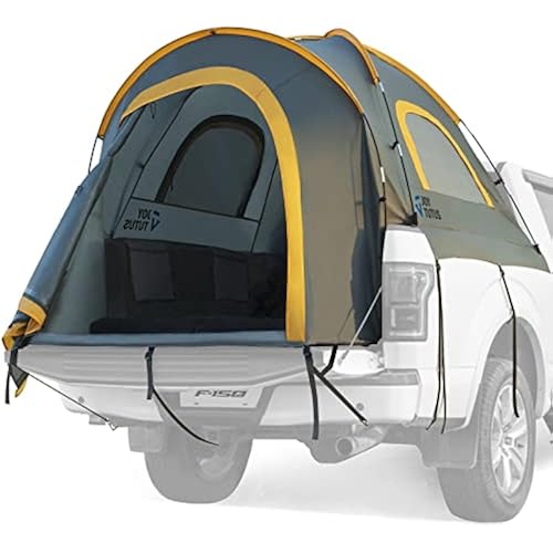 JOYTUTUS Pickup Truck Tent 2.0, Waterproof PU2000mm Double Layer for 2 Person, Portable Truck Bed Tent with Rainfly, 5.5'-5.8' Camping Preferred - Orange