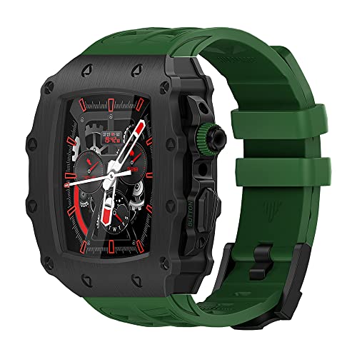 Kit modification Apple Watch 8 45mm avec cadre métal luxe et bracelet fluorocoutchouc durable