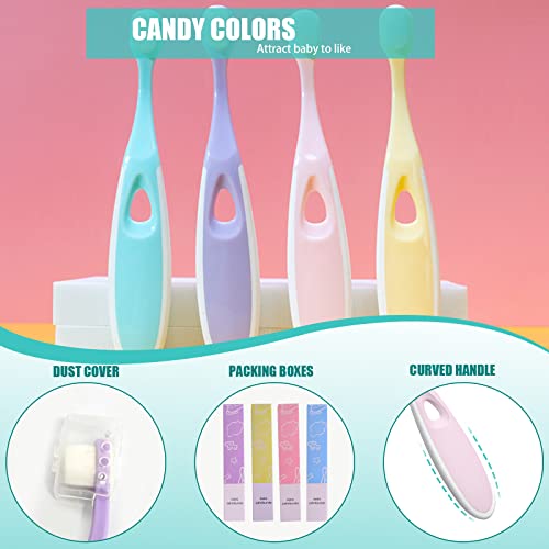 baby zahnbürste weich nano zahnbürste ,zahnbürste kinder für 1-12 jahre, zahnbürste weich mit zungenreiniger 4 Packung (Rosa (4 Stück), 1-12 Jahre alt) – Bild 4