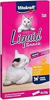 Vitakraft Liquid Snack, Katzen Leckerli, Katzensnack cremig, mit Huhn und Taurin, in einzelnen Sachets, unterstützt die Augen und das Herz (1 Paket mit 6x 15g)