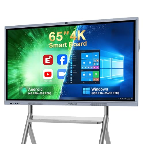 Smart Board Collaboration Hub, JYXOIHUB 65 Inch 4K Digital Electronic Whiteboard Built in Dual System and 20MP Camera for Classroom and Business, Interactive Whiteboard with Video Conference System