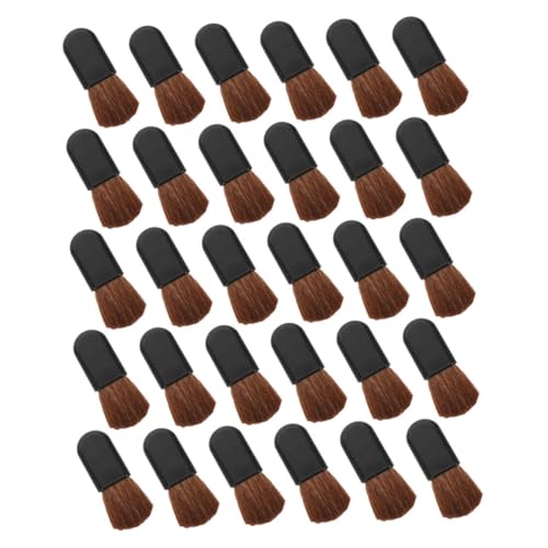 Beatifufu 30 piezas Brochas de Maquillaje Portátiles Multifuncionales para Base Polvos y Colorete Mango Negro Ovalado con Cerdas de Pelo de Caballo para Diaria y Viajes