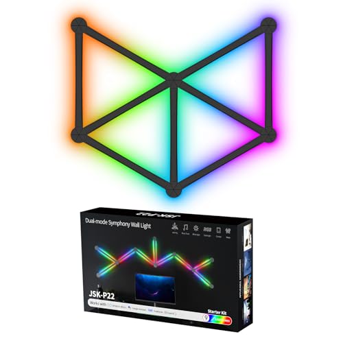 TOHETO Lampada da parete RGB, LED fai da te, geometria, luci da gioco, retroilluminate, modulari, Wi-Fi, cambia colore, luci decorative per la casa, funziona con Alexa e Google Assistant, per sala