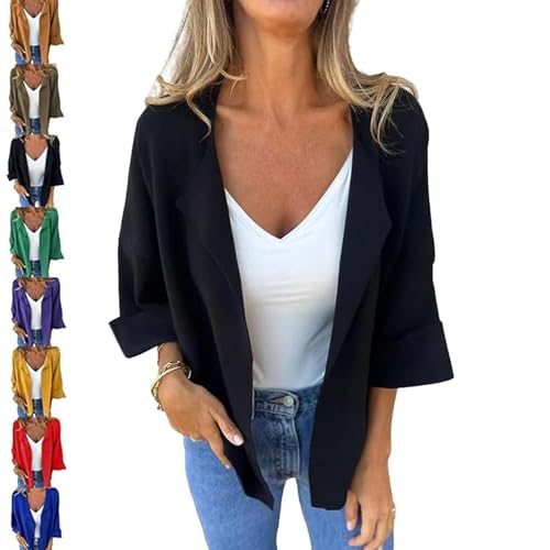 Peculiar Faux Suede Cardigan Buttonless Plain Color Lapel Jacket, Women Casual Long Sleeve Lapel Coat