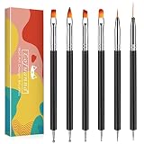 Lofuanna Nail Art Brush Set,6pcs Double Ended Fine Nail Liner Brush Dotting Pen Painting Tools with