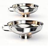 2-Pack Canning Funnels, Wide Mouth & Regular Mouth Kitchen Funnels for Mason Jars, Large & Small Funnel Set for Filling Bottles with Liquid, Oil, Dry Food - Stainless Steel