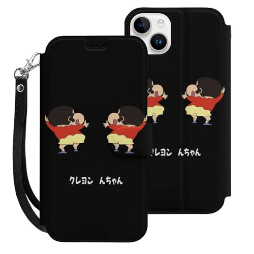 クレヨンしんちゃん iPhone15Plus用ケース 手帳型 スマホケース アイホン15Plus用 財布型カバー カードポケット スタンド機能 誕生日ギフト 人気 男女兼用