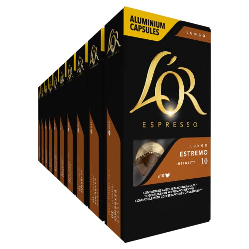 L'OR Espresso Koffiecups Lungo Estremo (100 Lungo Koffie Capsules - Geschikt voor Nespresso Koffiemachines - Intensiteit 11/12 - 100% Arabica Koffie) - 10 x 10 Cups