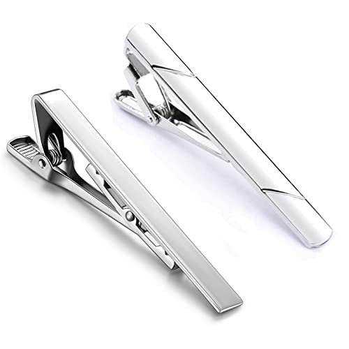 Image of 1 /2 /3Pcs Tie Clips for Men Black Tie Bar Clip Set for Regular Ties Necktie for Wedding Anniversary Business Best Gift Skiny Necktie Meeting Gold Black Long(2.28 inch*0.24 inch) Short (1.69 inch*0.24 inch)