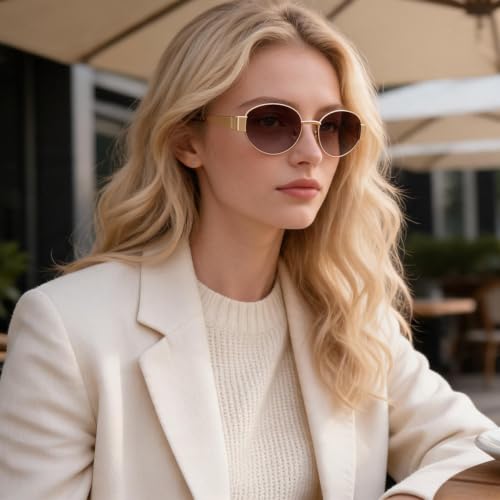MAYSUNGLASS Trendy Oval Sunglasses for Women Small Polarized Designer — view 3