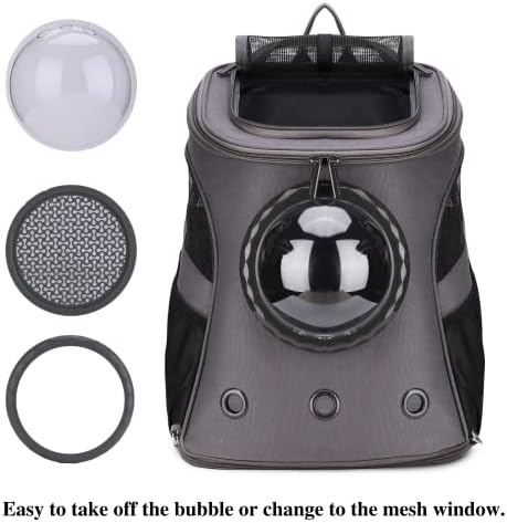 Lollimeow Large Pet Carrier Backpack, Bubble Backpack Carrier for Fat Cats and Puppies,Airline-Approved Large Grey