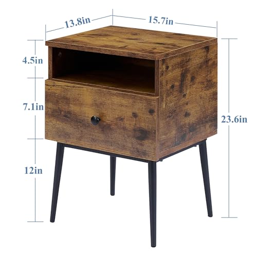 Image of VECELO Modern Nightstands Set of 2,Square End Side Table with Drawer and Storage Space for Bedroom and Living Room