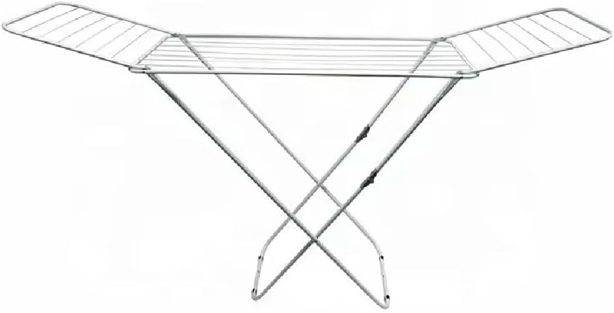 HOMIONWinged Clothes Airer 18M Laundry Clothing Dryer Rack Folding Washing Line Indoor Large Airer Foldable Free Standing Clothes Dryer Caravan Camping White