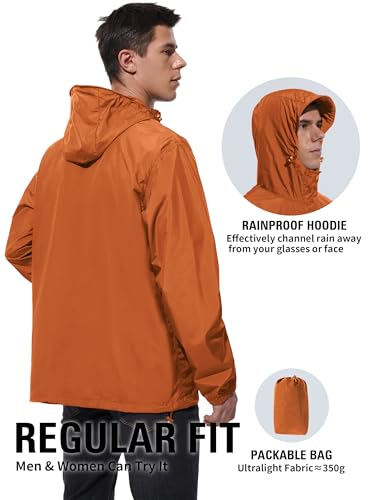 Image of UIQUR Mens Lightweight Rain Jacket Waterproof Windbreaker Packable Rain Coat with Hood for Golf Running Hiking Travel