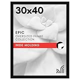 Americanflat 30x40 Picture Frame with Polished Plexiglass - Black Picture Frame - Wide Photo Frames Made of Engineered Wood for Vertical or Horizontal Wall Display - Epic Collection - Black