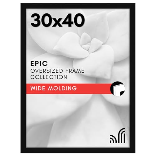 Americanflat 30x40 Picture Frame with Polished Plexiglass - Black Picture Frame - Wide Photo Frames Made of Engineered Wood for Vertical or Horizontal Wall Display - Epic Collection - Black