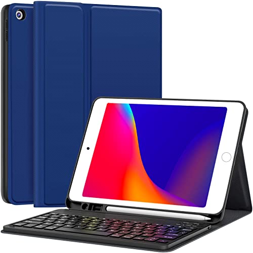 Get Cheap Price Keyboard Case for iPad 9th Generation (2021)/8th Gen/7th Gen 10.2 Inch, CHESONA Detachable Wireless with Pencil Holder Stand Folio Keyboard Cover for New iPad 9th Gen/8th Gen/7th Gen 10.2”, Blue