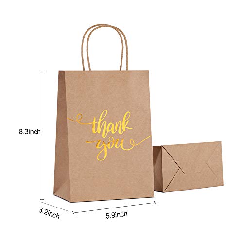 Bronzing Paper Bags Rose Gold Thank You Bride Wedding Bags Hen Party Kraft Birthday Bag with Handle for Celebrations Parties Decoration- 30 PCS - Thumbnail 4