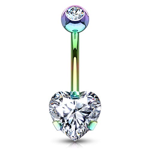 7ZACC Curved Barbell Christina Vertical Hood VCH Heart Jewelry Piercing 1/2 (Multi)