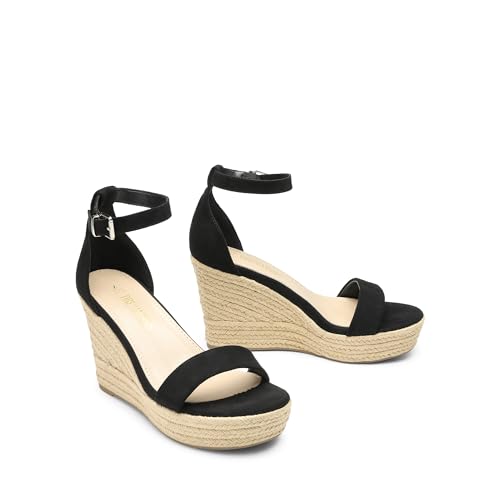 DREAM PAIRS Women's Platform Wedges Sandals, Comfortable Open Toe Espadrilles Sandals Dressy Buckle Ankle Strap Summer Shoes3