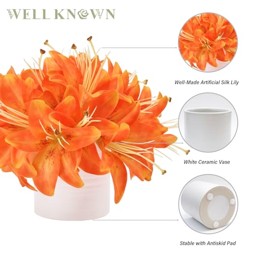 Well Known 20 Pcs Artificial Tiger Lily Flower In White Vase thumb #4