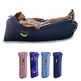 Rukket Sports Glow-Nana Inflatable Lounger, Blow Up Air Chair & Couch for Lounging, Camping, Beach, & Festival, Sofa Hammock for Adults & Kids, Portable Wind Furniture Loungers (Glow Deep Space)