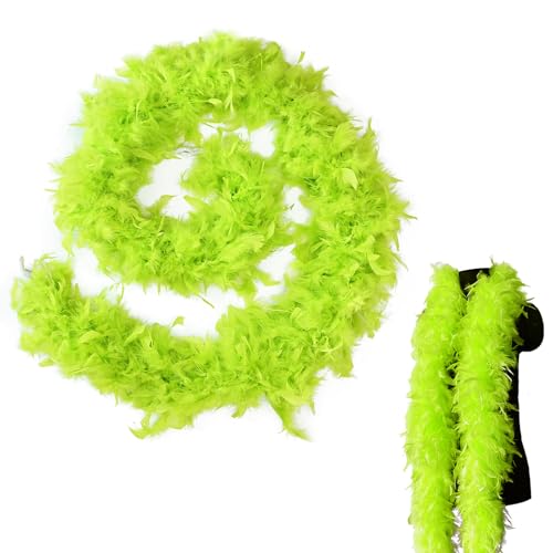 MORAINJAY Federboa,2 Meter 90g Feder Boas Flauschige Pute Federn Schal Damen,Federstola für Damen Kostüm Kleid Mädchen Tee Party,Federschal für Karneval Party,Kostüm Party (Fruchtgrün)