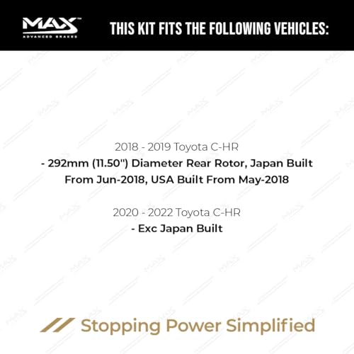 Image of Max Advanced Brakes Front & Rear Brake Kit Compatible With 2018-2022 Toyota C-HR USA From 05 /18 w /11.50 inch Rear Rotors Replacement Premium OE Disc Brake Rotors and Ceramic Brake Pads
