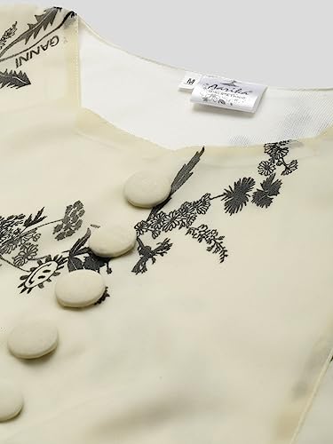 Image of Aarika Womens Lemon Color Georgette Embroidery Top