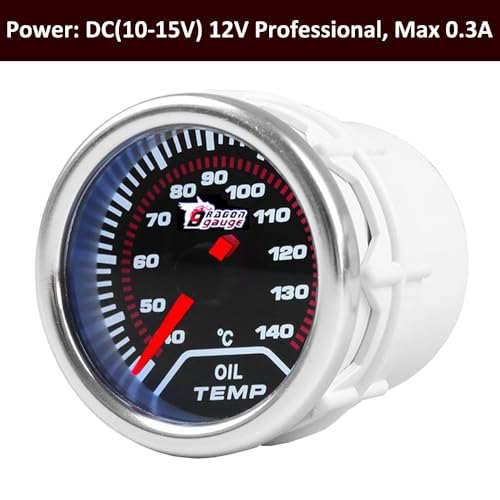 ETOPARS Universelle Auto Öltemperaturanzeige 2Zoll 52mm Auto Öltemperatur Messgerät Celsius Öl Temperatur Zeiger Anzeige Öltemp Weiß Lichtanzeige Instrument Rauchtönung Len