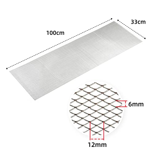 Image of AggAuto Universal 40 inchx13 inch Car Grill Mesh - Aluminum Alloy Automotive Grille Insert Bumper Rhombic Hole 6x12mm, One of the Most Multifunctional Shape Grids Silver