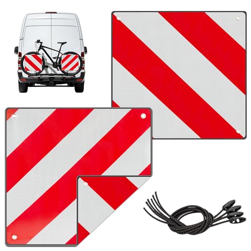 XPJBKC Señal V20, 2 en 1 Aluminio Placa V20 para Italia España, 50 x 50 cm Señales de Advertencia Para Automóviles con 4 Correas Tensoras,V20 Portabicicletas Para Portabicicletas, Portacargas Traseros