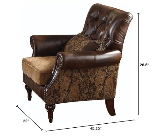 Sillón chenille marrón vintage tradicional miniatura 2