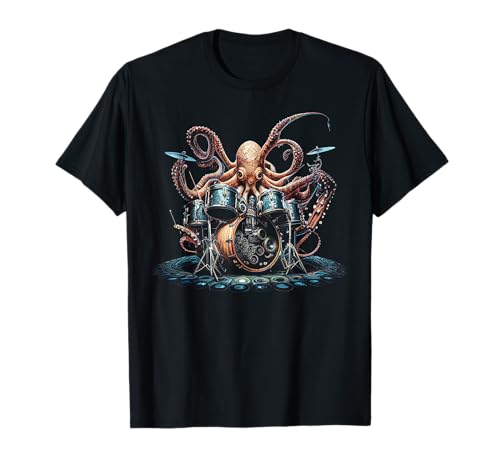 Drum Kit Percussionist Drummer Octopus Playing Drums T-Shirt