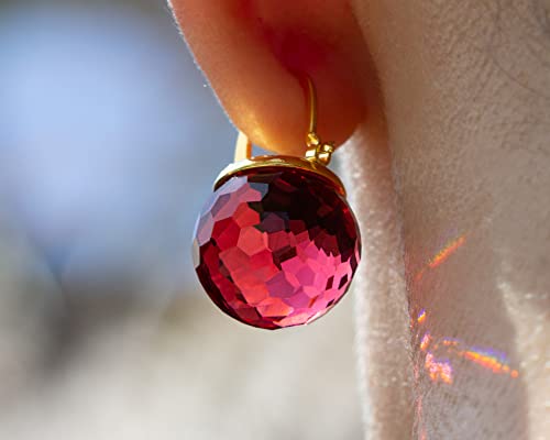 Image of Crystal Earrings for Women, Sparkly Austrian Crystal Disco Ball Earrings, 18K Gold Plated Post Drop Earrings with Colorful Spheres, Hypoallergenic & Lightweight, Ideal Gift for Her