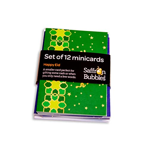Happy Eid Blank Cards and Envelopes Set. Pack of 12 Mini Notelets and Envelopes. Money Gifting. Multipack.