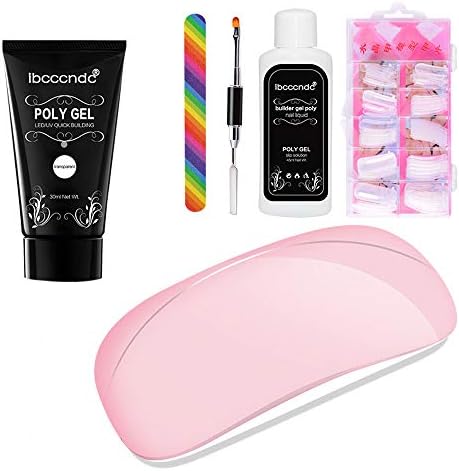 Dolloress Beauty Nail⭐IBCCCNDC 30 ML Poly Gel + Double-end Dead Skin Push + 100pcs Fake nails + Diluent + UV&LED Nail Lamp Combo Set