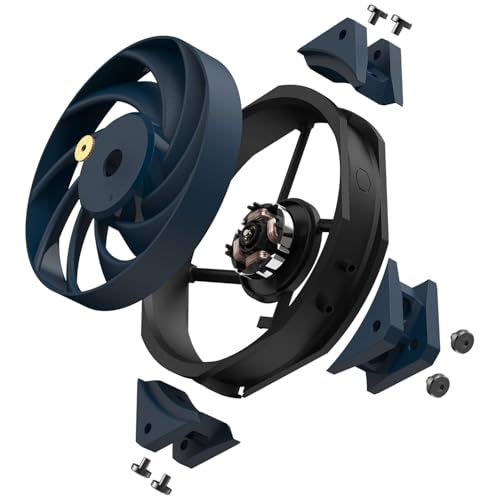 Cooler Master Mobius 120 OC Ventilateur de Boîtier - Design Ring Blade (PWM), Sélecteur de Vitesse, Double Roulement à Billes & Moyeu en Métal (max. 88.1CFM, 4.75mmH2O, 39.3dBA)- Bleu Foncé & Noir