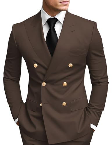 Mens Suit Double Breasted Suit Men Slim Fit 2 Piece Suit Blazer Pants Wedding Prom Suit for Men