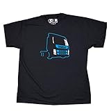  Nicram Designs Herren Rundhalsausschnitt T-Shirt Schwarz Schwarz Gr. XXXXL, Schwarz - Black + Blue Logo