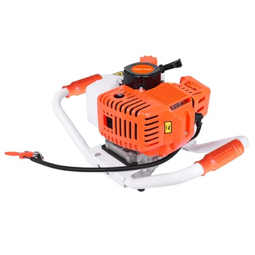 Yokawe 63CC 2-Stroke Gas Powered Earth Auger, 2500W Post Hole Digger without Drill Bits, Cordless Hole Digger, Mixing Ratio 25:1 Orange