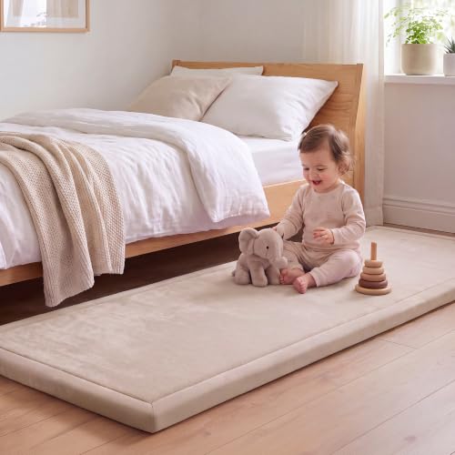 Image of 1.3 inch Thick Baby Play Mat for Floor,28x72 Bedside Rugs, Non-Slip, Beige
