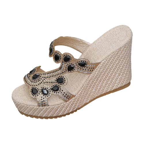 Sandalias planas con tacón inclinado y diseño calado para caminar fresca y cómoda
