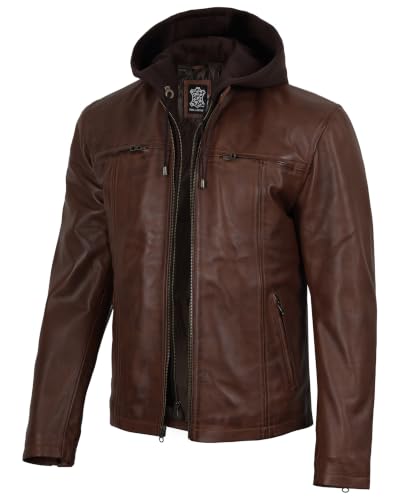 Image of Decrum Hooded Leather Jacket Men