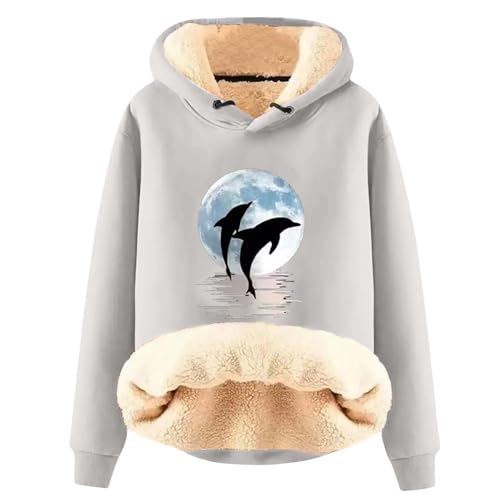 Heevina Fleece Hoodie Women Dolphin Drawstring Sherpa Fuzzy Fluff...