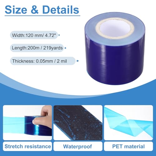 Image of PATIKIL Removable Protective Film Tape, 5 Inch x 656 ft PE Surface Protective Scratch Film Tape Roll for Furniture Electrical Appliances Plastic Hardware Medium Stickiness Blue